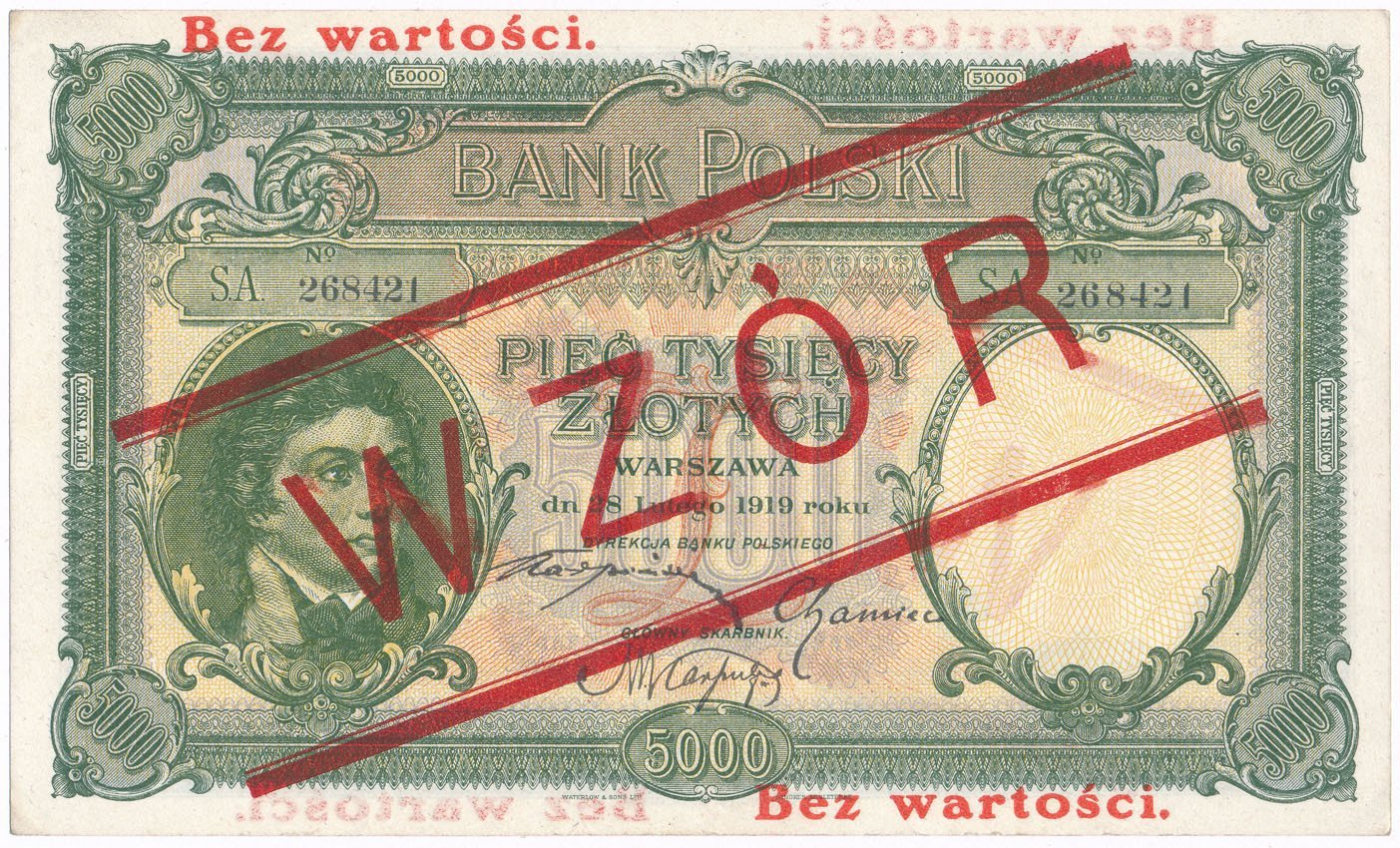 WZÓR 5000 złotych 1919 Kościuszko seria A
